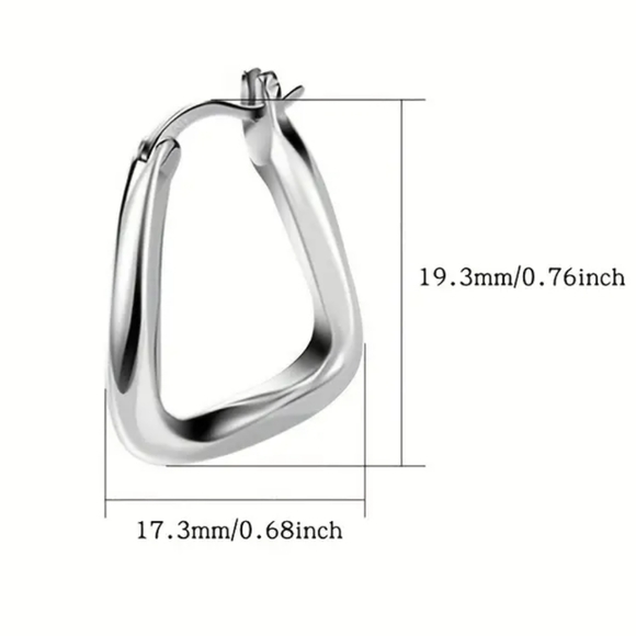 S925 Sterling Silver Business Casual Hoop Earrings - Picture 3 of 5